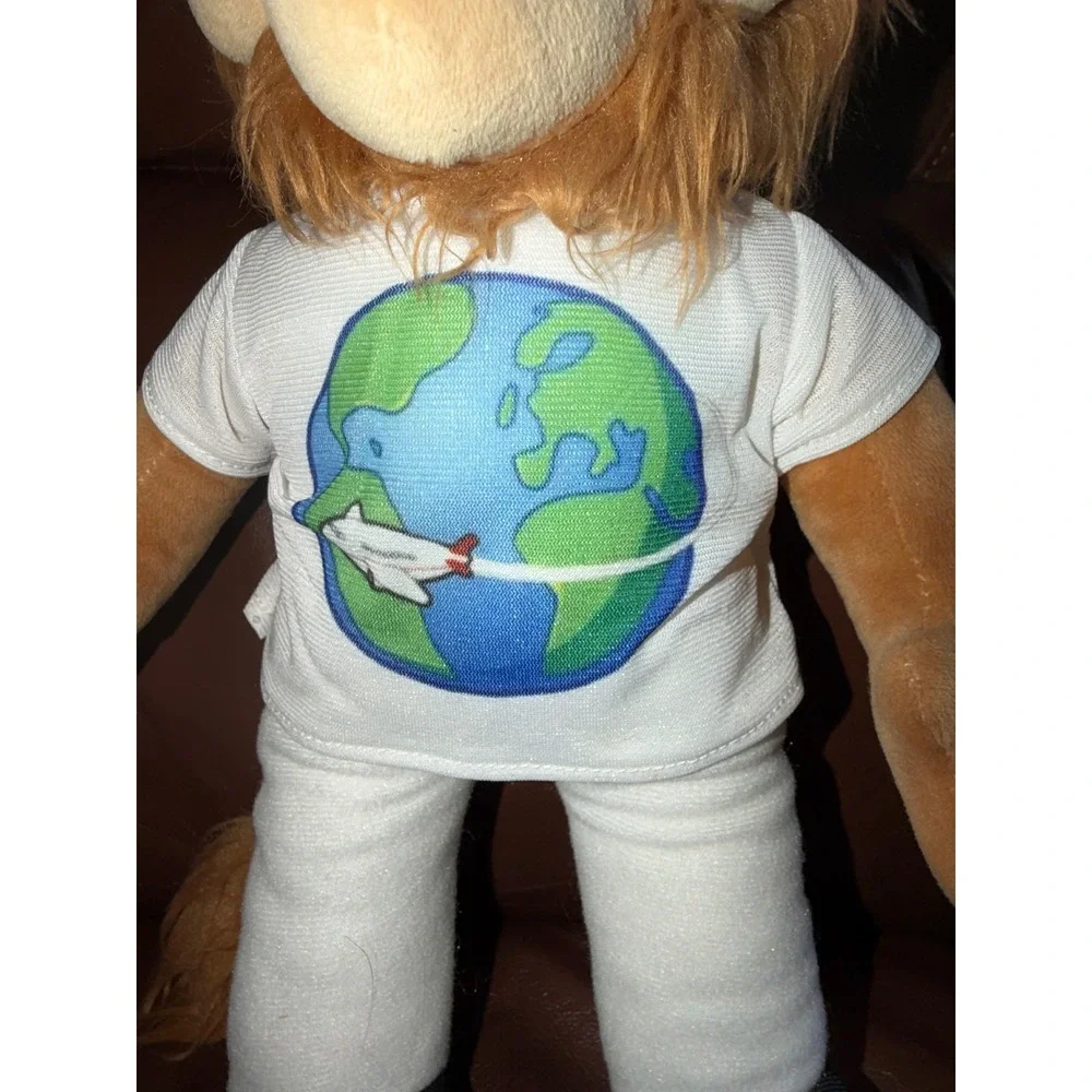 Wonder Palz‎ Lion Pilot Plush Stuffed Animal Captain Hat Globe Shirt Aviation